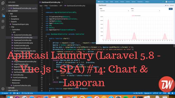 Aplikasi Laundry (Laravel 5.8 - Vue.js - SPA) #14: Chart & Laporan