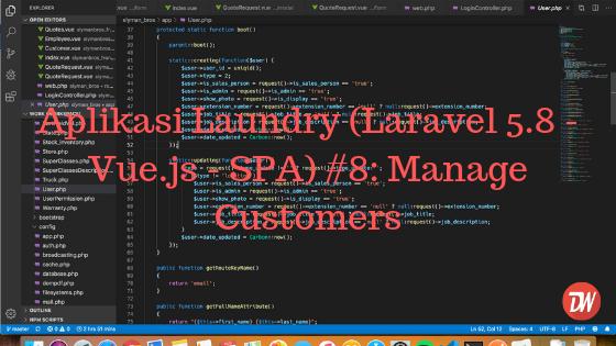 Aplikasi Laundry (Laravel 5.8 - Vue.js - SPA) #8: Manage Customers