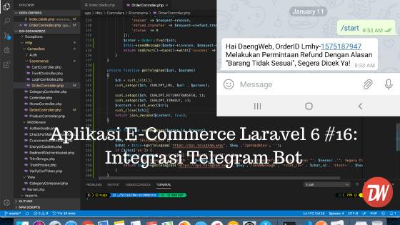 Aplikasi E-Commerce Laravel 6 #16: Integrasi Telegram Bot