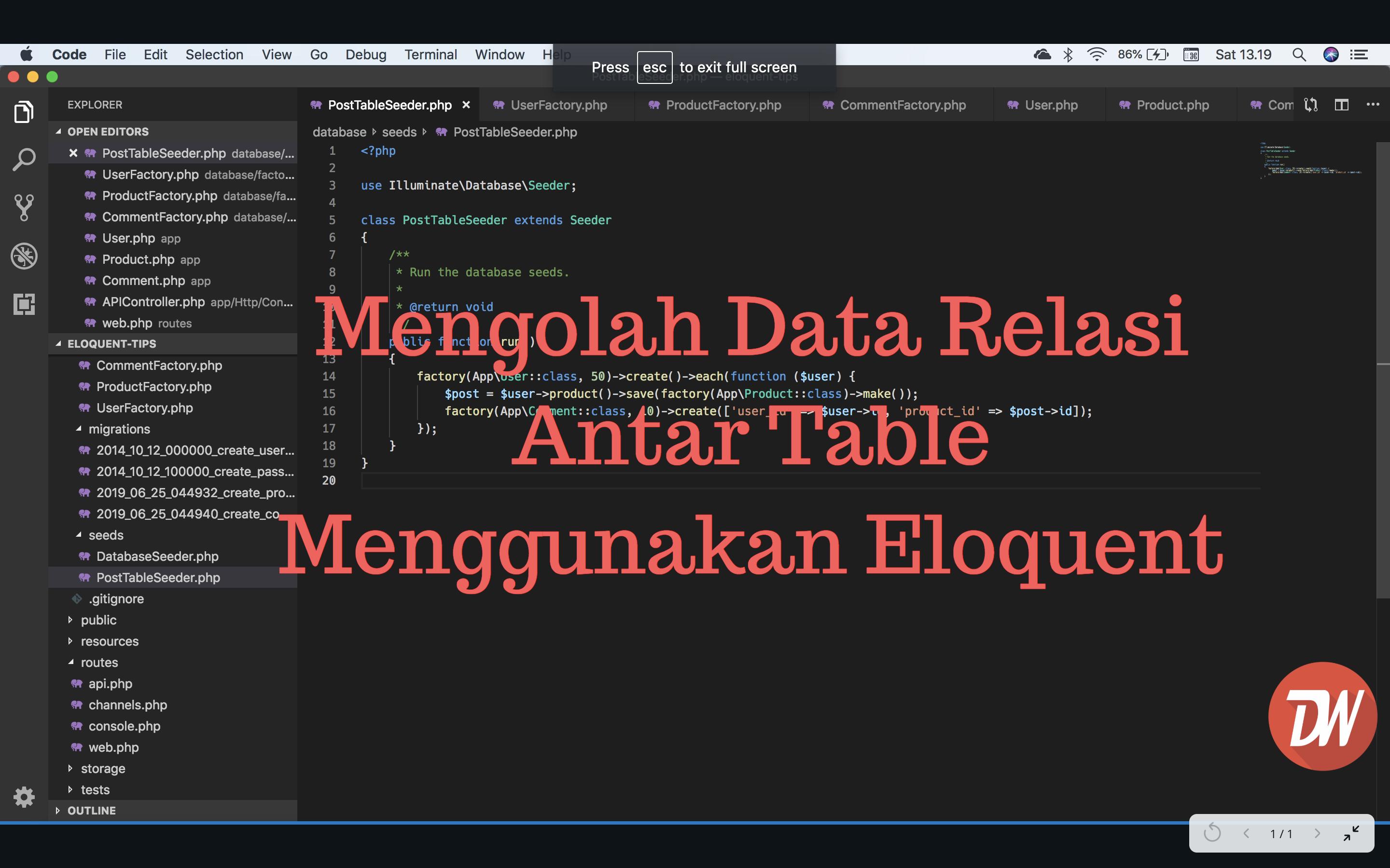 Mengolah Data Relasi Antar Table Menggunakan Eloquent