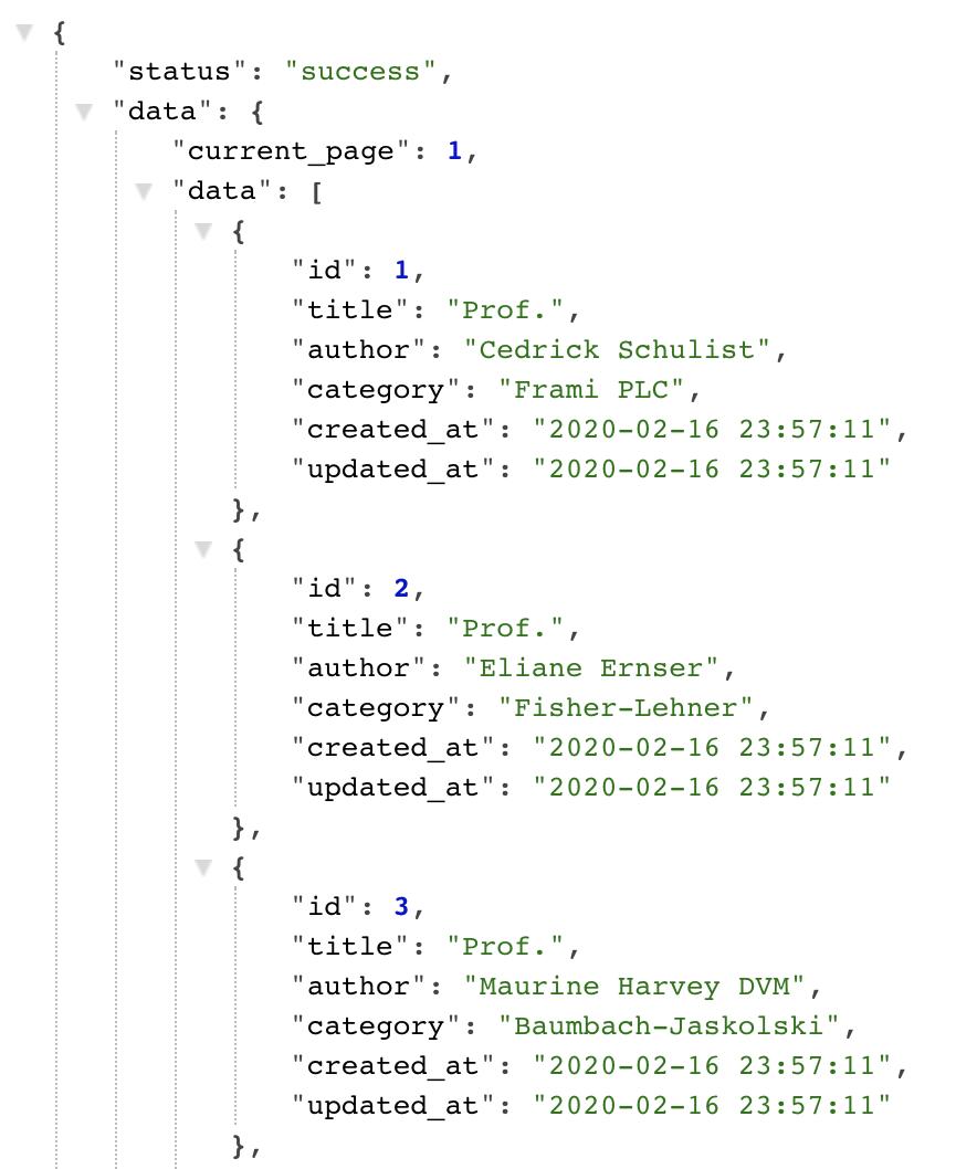 laravel vue datatable - struktur json