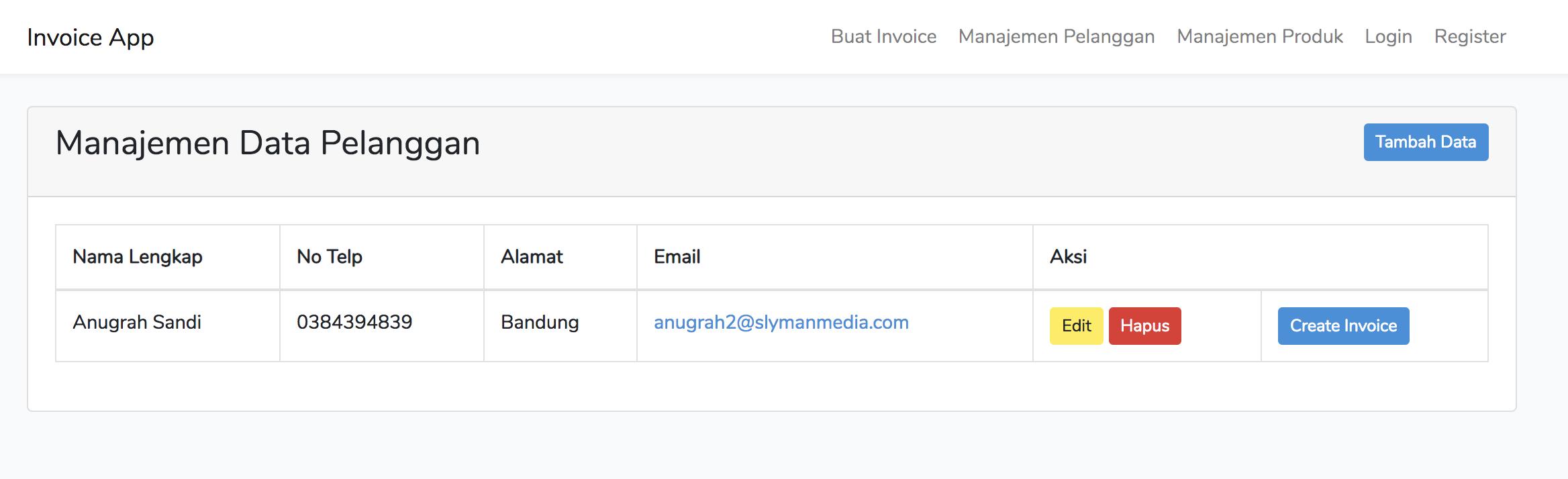 create invoice from customer page - laravel invoice