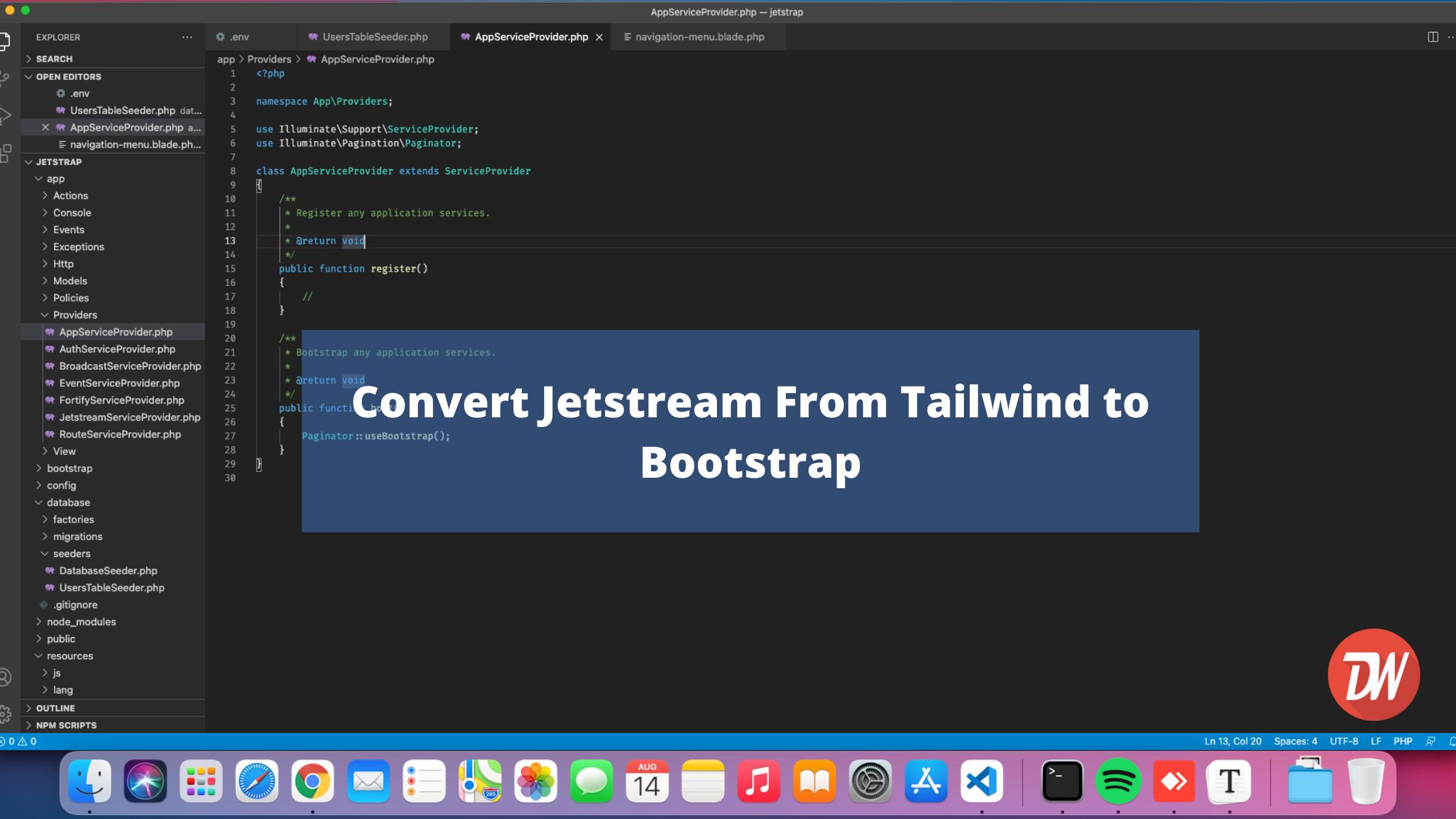 Convert Jetstream From Tailwind to Bootstrap