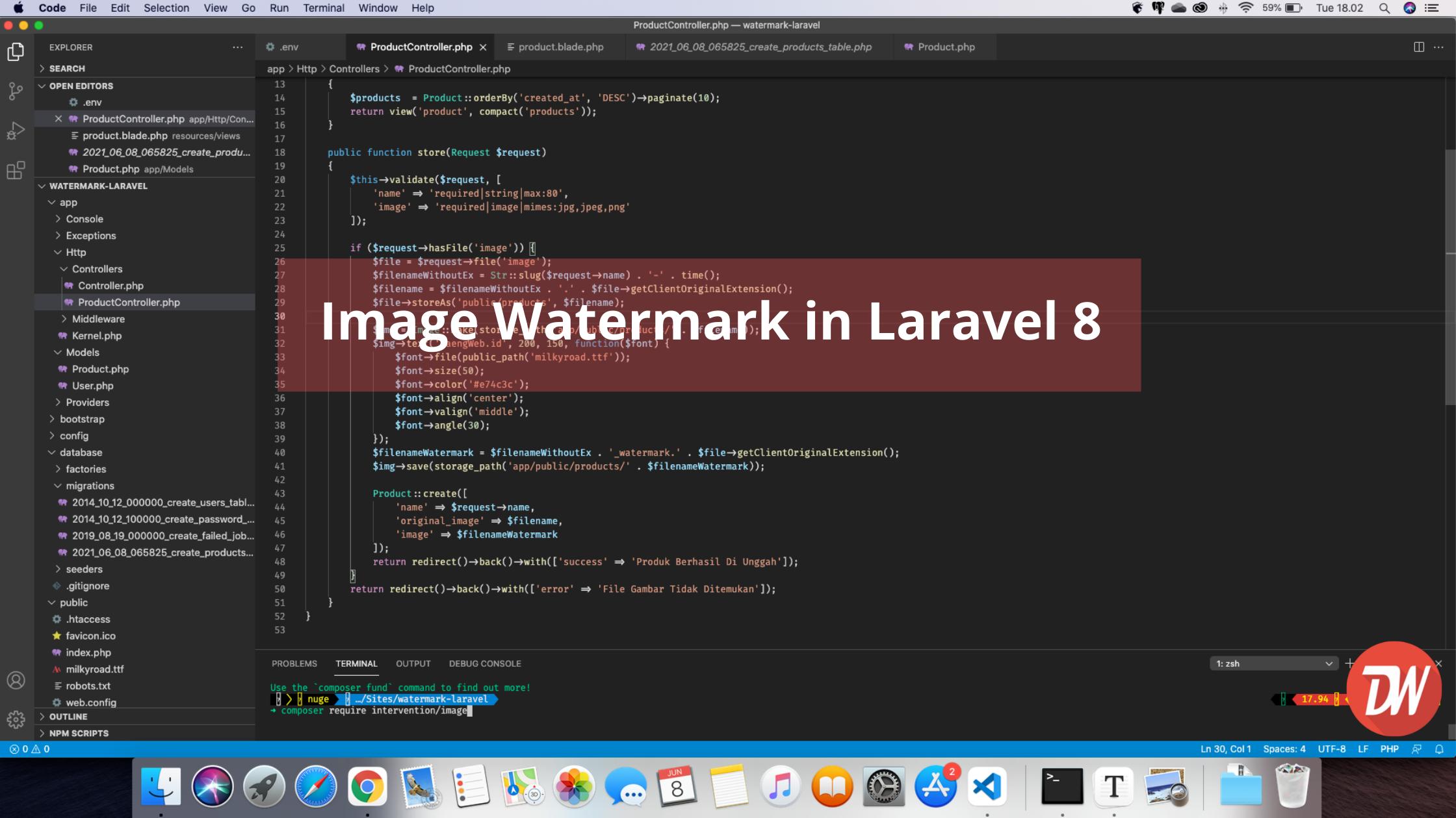 Image Watermark in Laravel 8