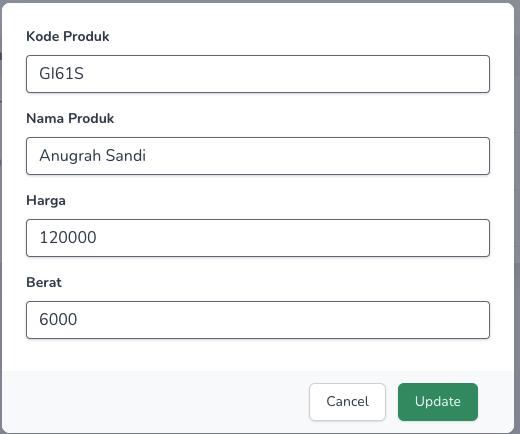 CRUD Laravel 8 dan InertiaJs - edit data