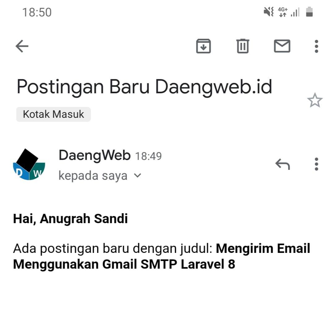 email notifikasi laravel 8