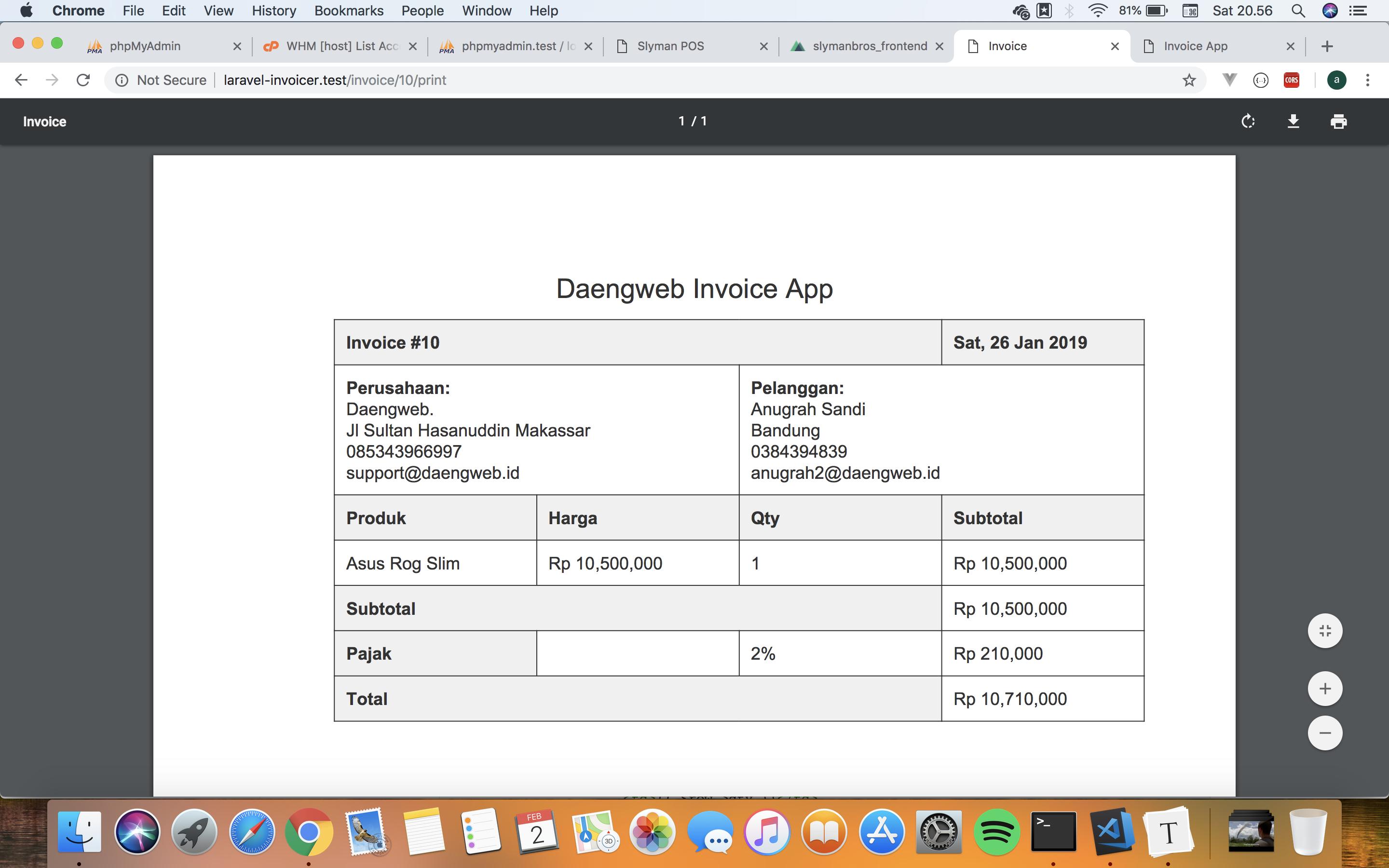 pdf report laravel invoice